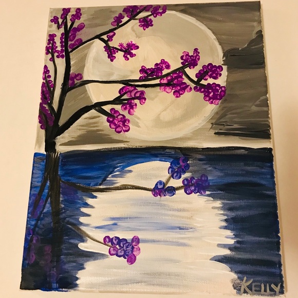 Other - Purple Tree water and Moon Original Painting